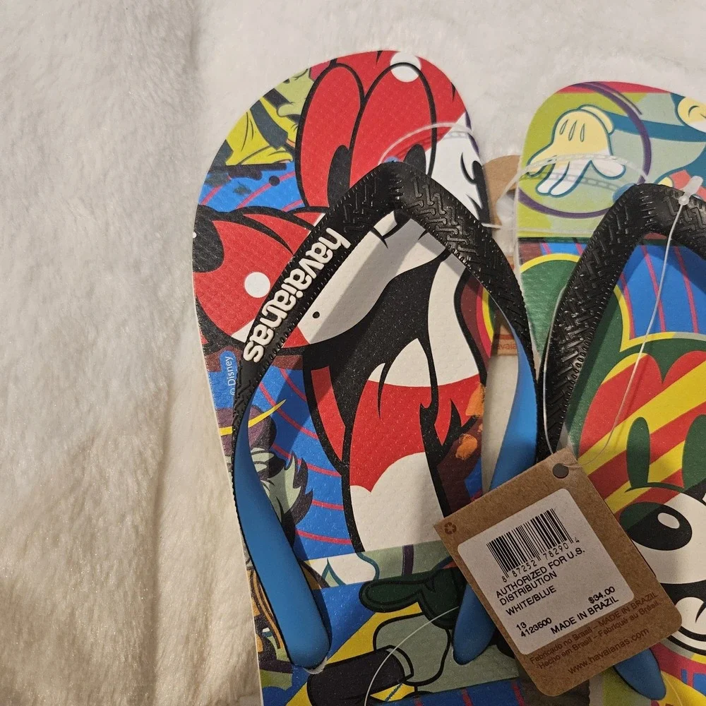Havaianas Men's Disney Flip Flops Mickey Mouse‎ Pluto Size 13 EUR 45/46 NWT